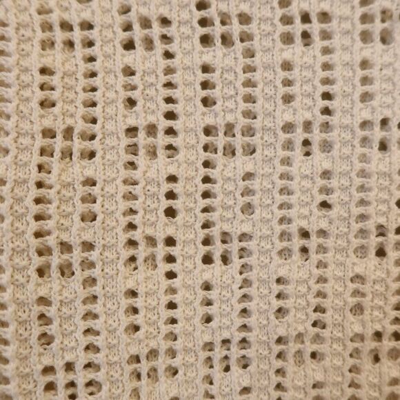 ALC crochet open knit sweater white baloon sleeve Large peplum stretch lace crew - Picture 3 of 9